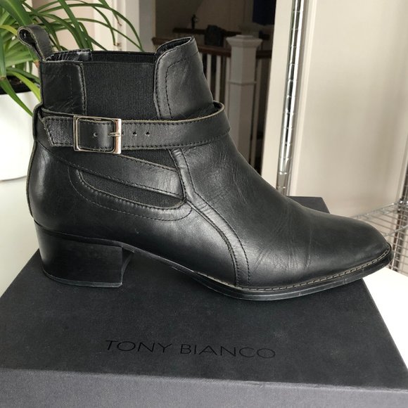 Tony Bianco Black Leather Rigby Ankle Boots Size 9.5 - Picture 1 of 10